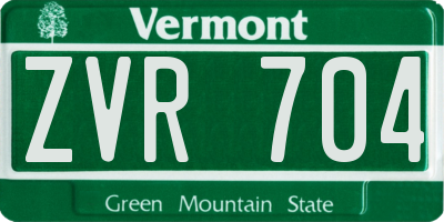 VT license plate ZVR704