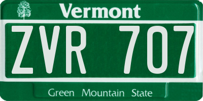 VT license plate ZVR707