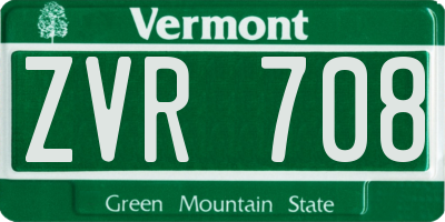 VT license plate ZVR708