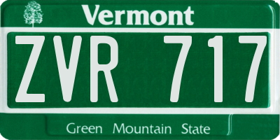 VT license plate ZVR717