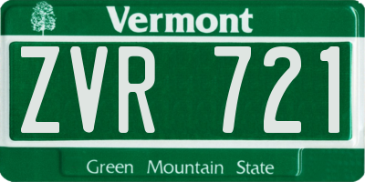 VT license plate ZVR721