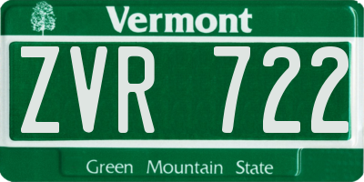 VT license plate ZVR722