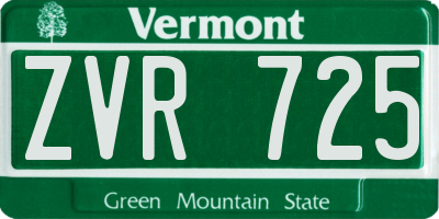 VT license plate ZVR725