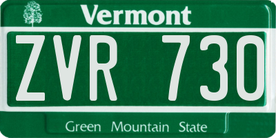 VT license plate ZVR730