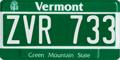 VT license plate ZVR733