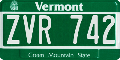 VT license plate ZVR742