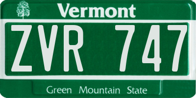 VT license plate ZVR747
