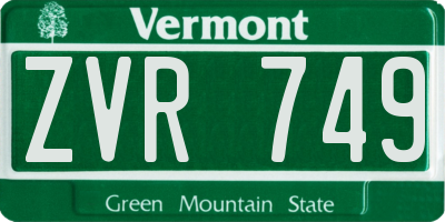 VT license plate ZVR749