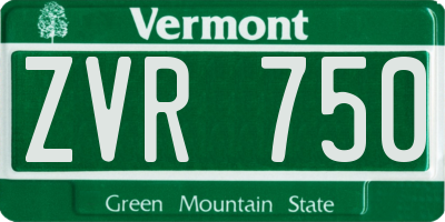 VT license plate ZVR750