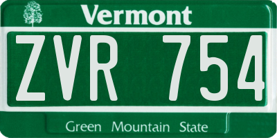 VT license plate ZVR754