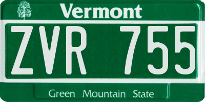 VT license plate ZVR755