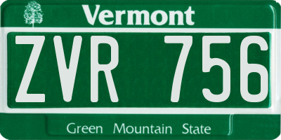 VT license plate ZVR756