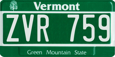 VT license plate ZVR759