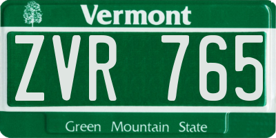 VT license plate ZVR765
