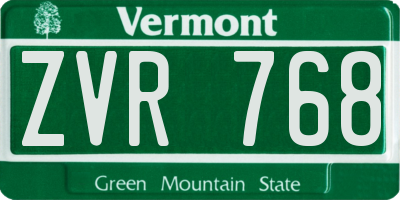 VT license plate ZVR768