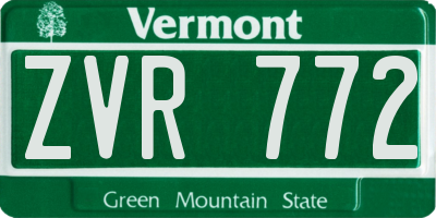 VT license plate ZVR772