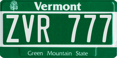 VT license plate ZVR777