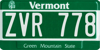 VT license plate ZVR778