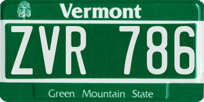 VT license plate ZVR786