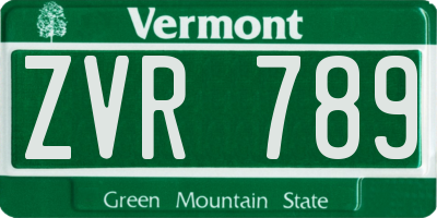 VT license plate ZVR789