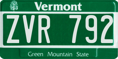 VT license plate ZVR792