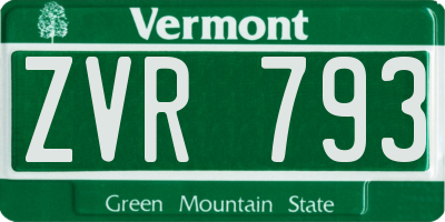 VT license plate ZVR793