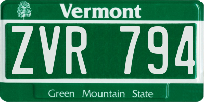 VT license plate ZVR794