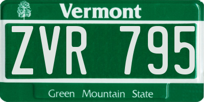VT license plate ZVR795