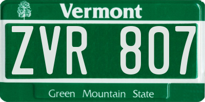 VT license plate ZVR807