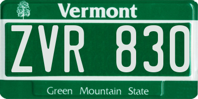 VT license plate ZVR830