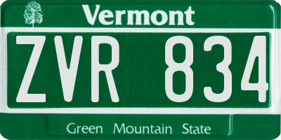 VT license plate ZVR834