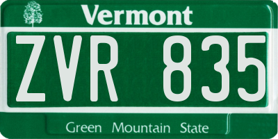 VT license plate ZVR835