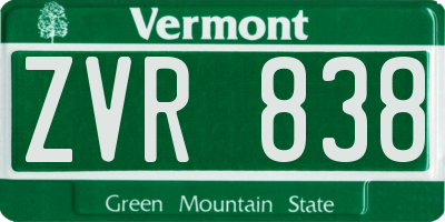 VT license plate ZVR838