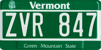 VT license plate ZVR847