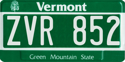 VT license plate ZVR852