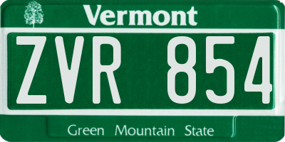 VT license plate ZVR854