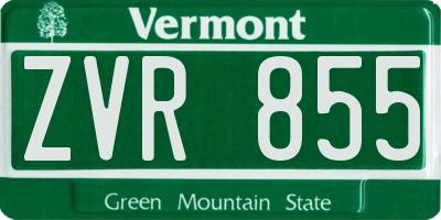 VT license plate ZVR855