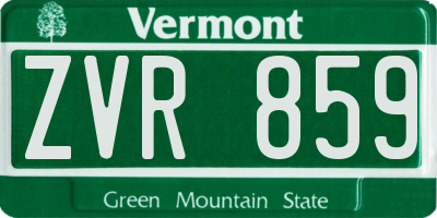 VT license plate ZVR859
