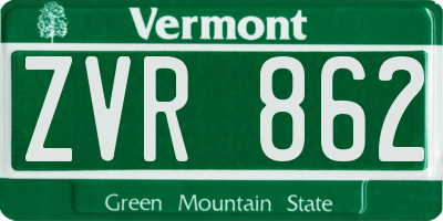 VT license plate ZVR862