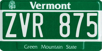 VT license plate ZVR875
