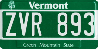 VT license plate ZVR893