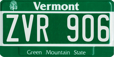 VT license plate ZVR906