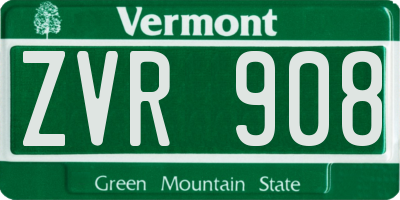 VT license plate ZVR908