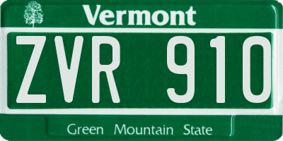 VT license plate ZVR910