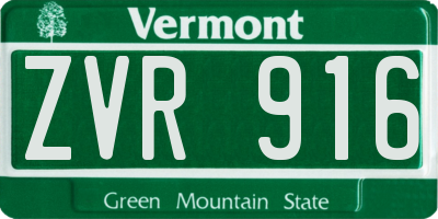 VT license plate ZVR916