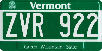VT license plate ZVR922