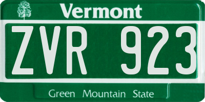 VT license plate ZVR923
