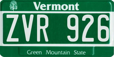VT license plate ZVR926