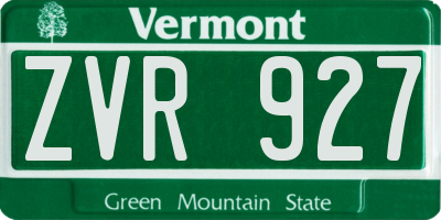 VT license plate ZVR927
