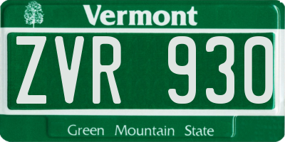 VT license plate ZVR930